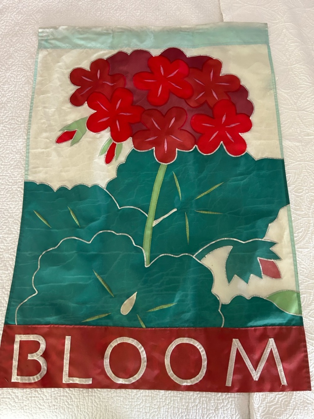 Bloom Red Floral Garden Flag - , Red & Teal Home Wall Decor